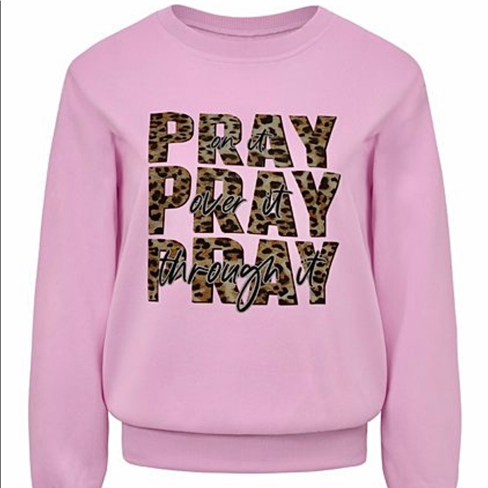 PRAY Cheetah Printed Pink Sweater